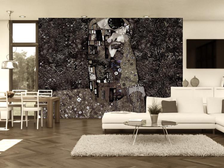 Wall Mural Dark Klimt-inspired composition - kissing couple showing love to each other