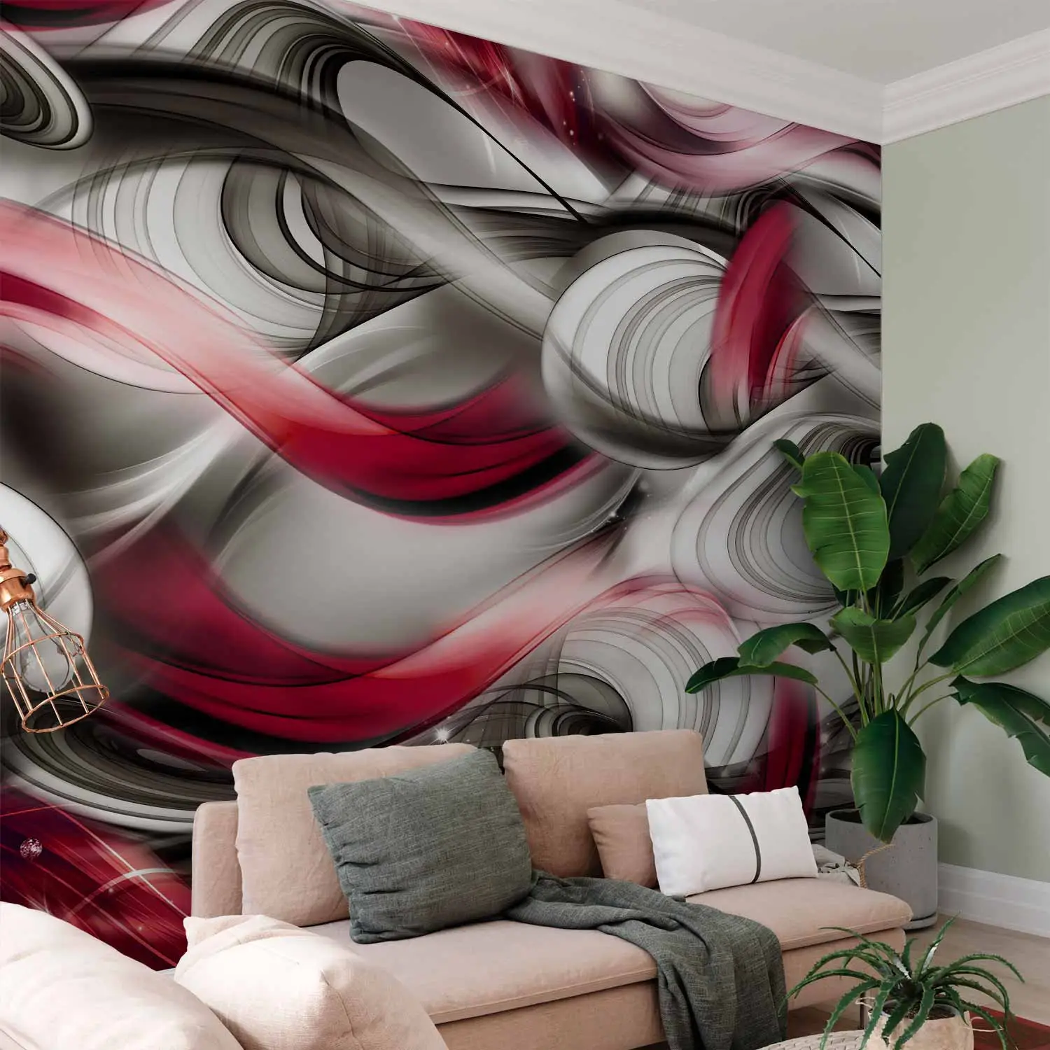 modern red and grey wallpaper