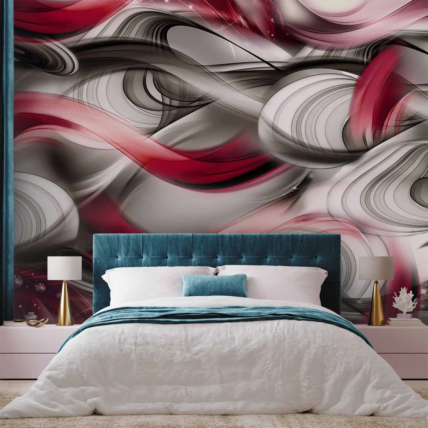 modern red and grey wallpaper