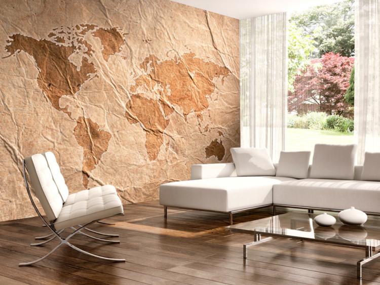 Wall Mural Paper Journeys - Sandy World Map with Continents on Old Background