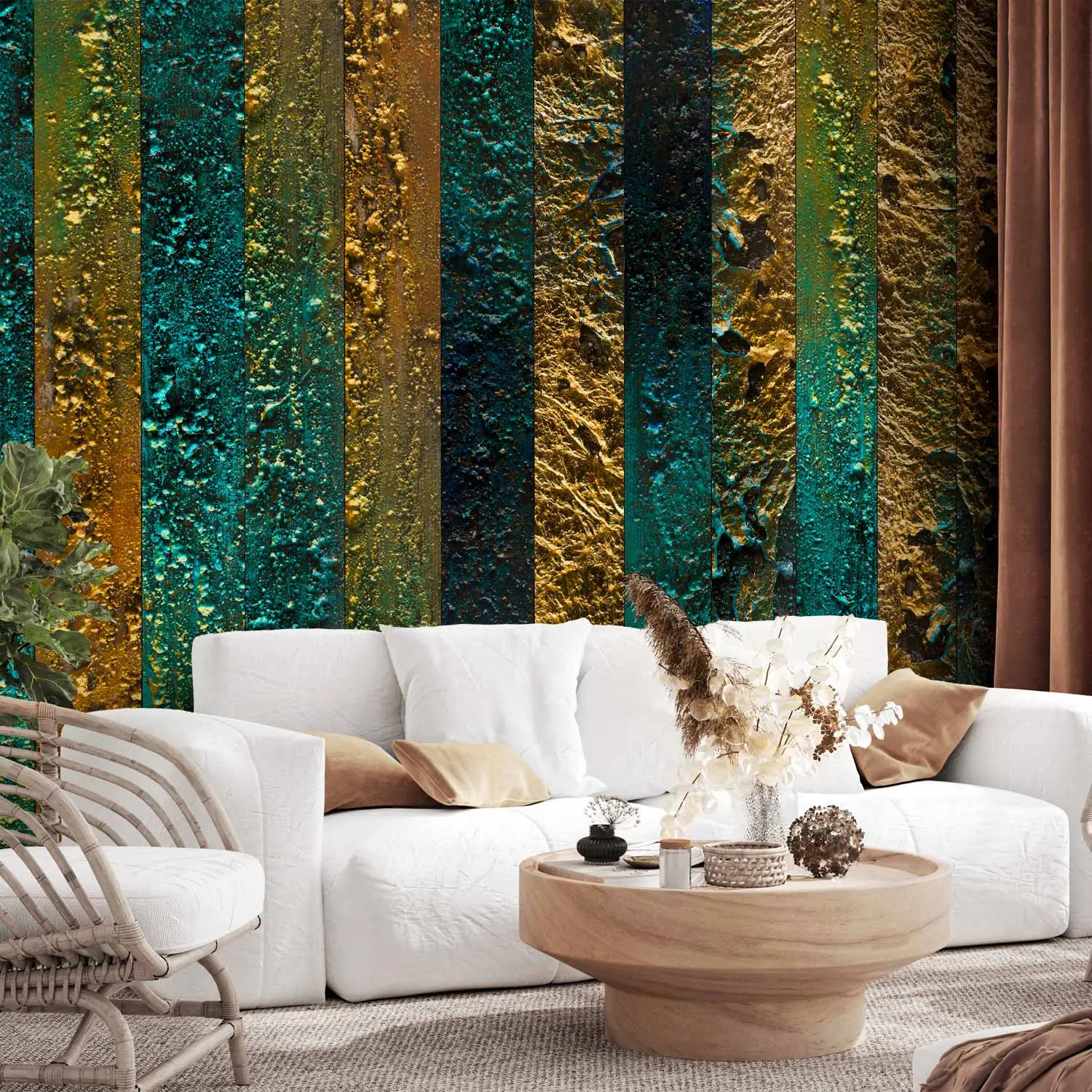 turquoise and gold wallpaper uk