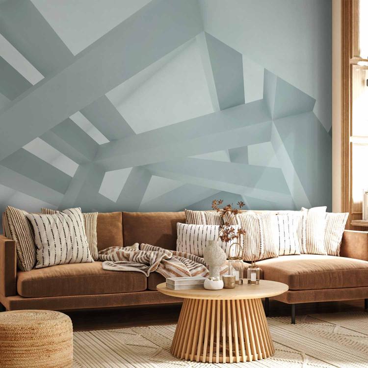 Wall Mural Geometric Architecture - Urban Teal Space with Columns