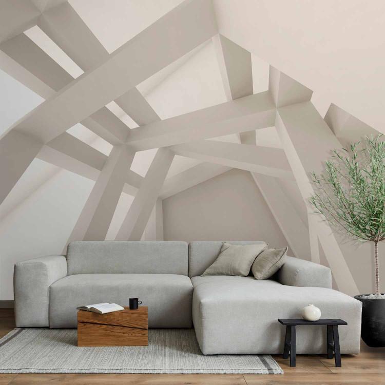 Wall Mural Geometric Architecture - Modern Cream Space with Columns