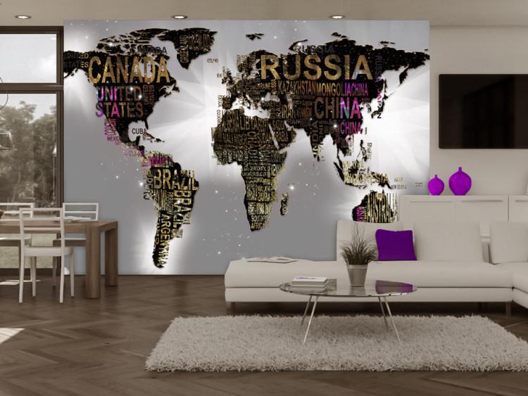 Wall Mural Black continents - map of the world with country names in English