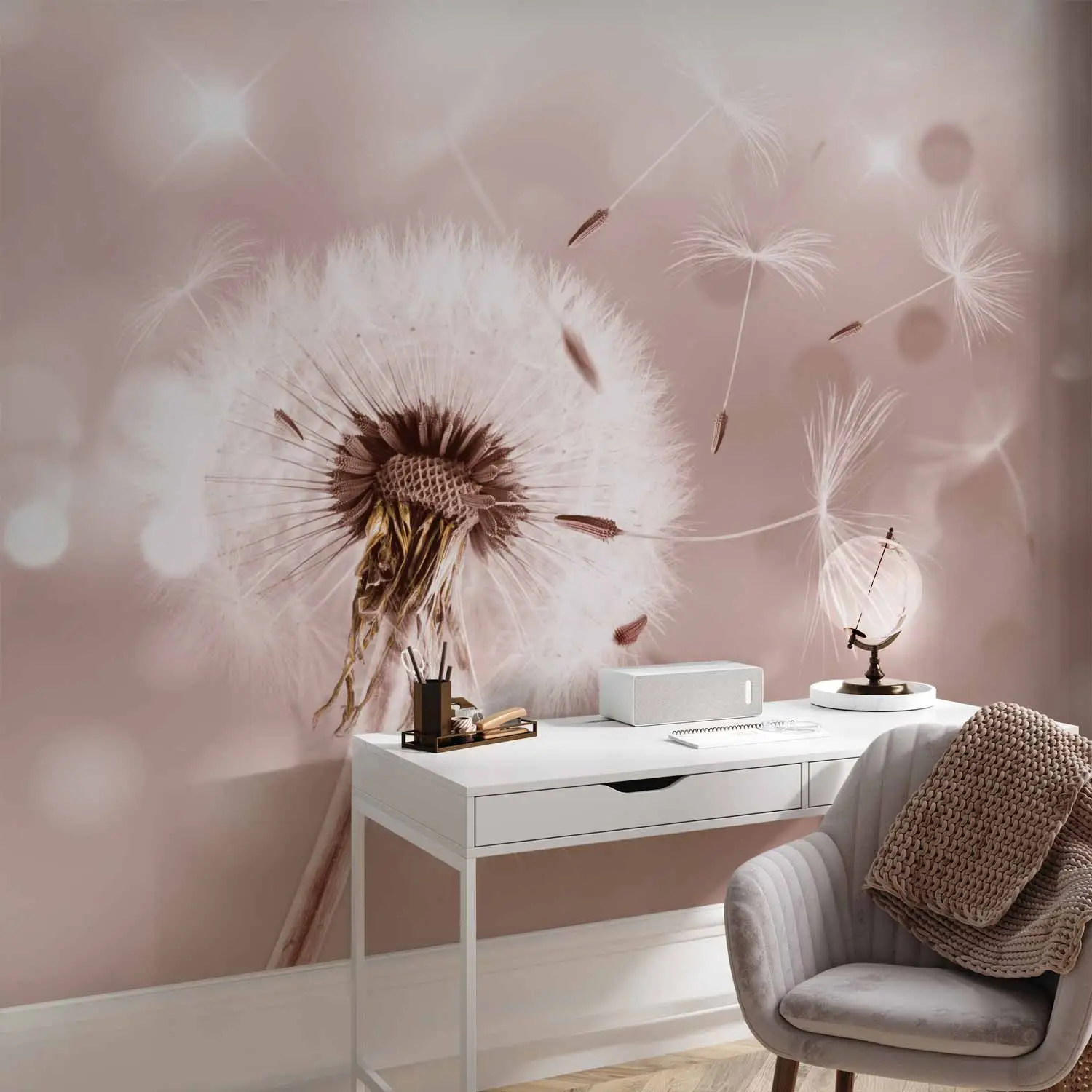 white dandelion wallpaper