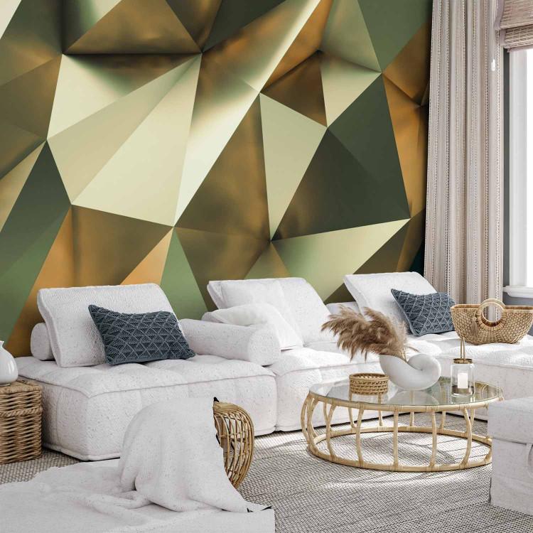 Wall Mural Geometric glow - gold composition motif with glow and 3D effect