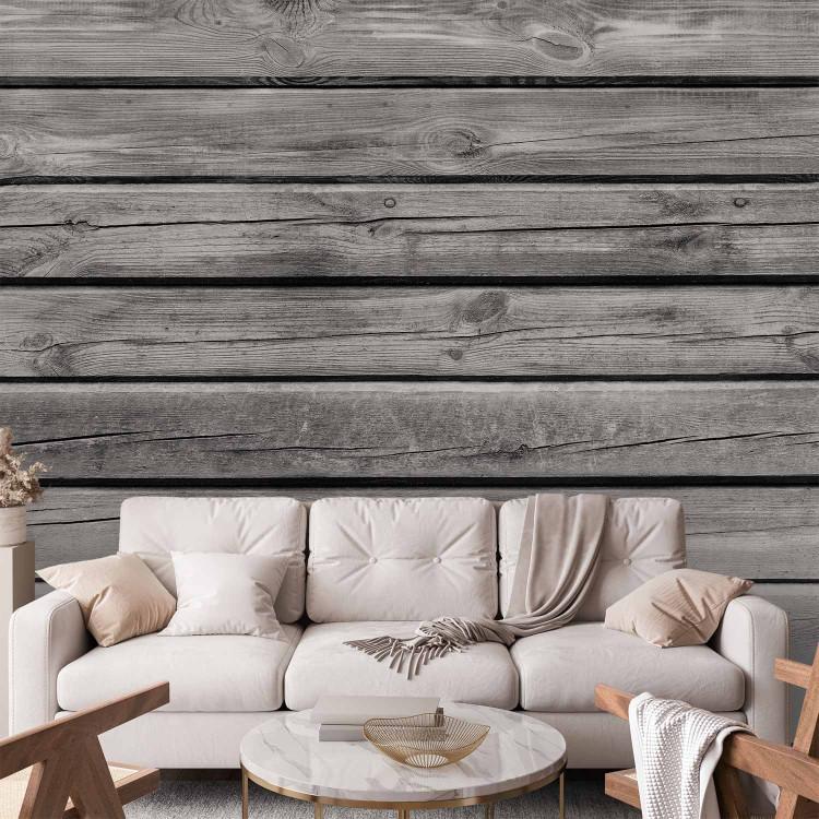 Wall Mural Grey villa - background with texture of regular planks of raw wood