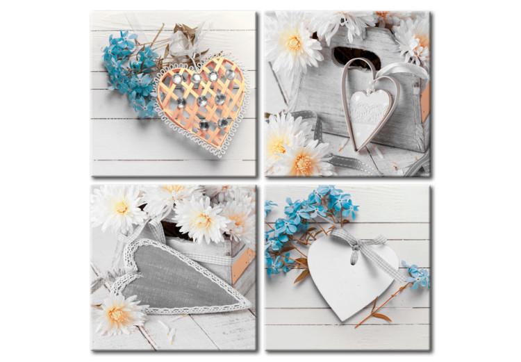 Canvas Print Flowers and hearts