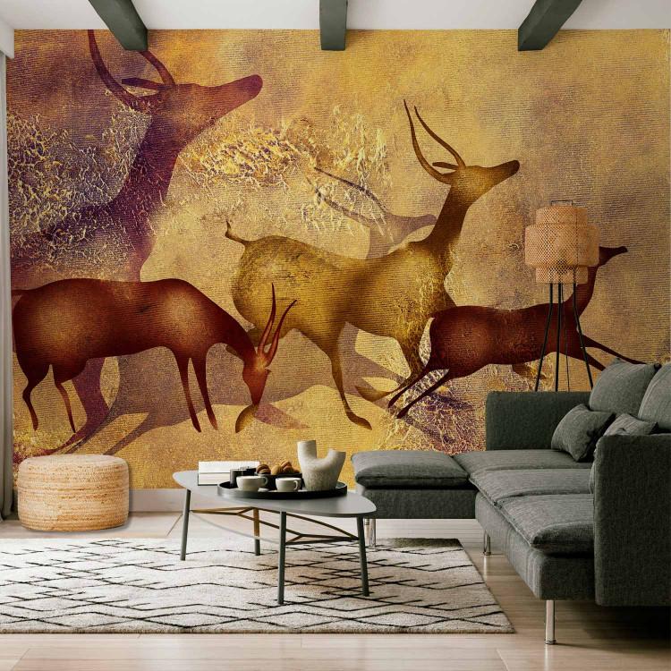Wall Mural Antelope - dynamic animal motif on an irregularly textured background