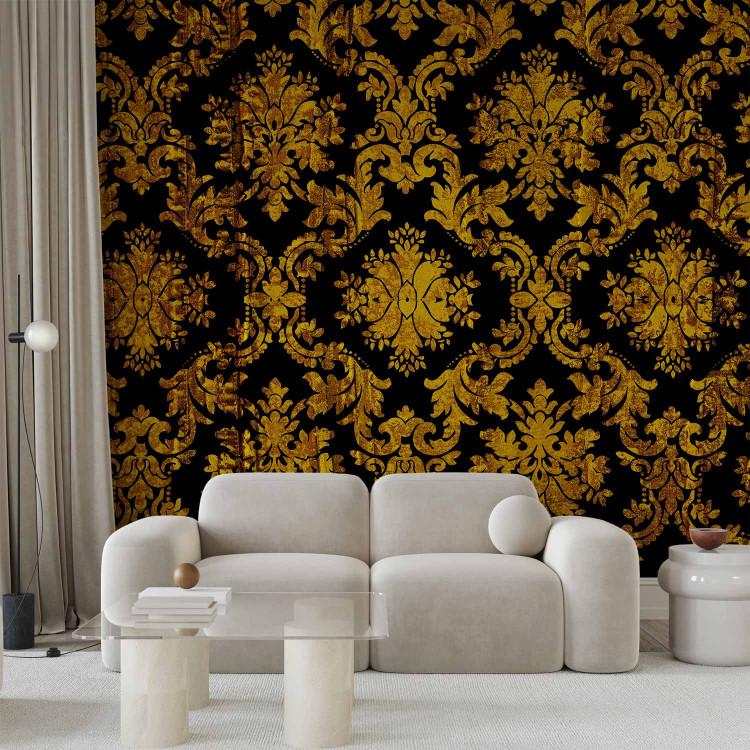 Wall Mural Golden age - regular ornaments in baroque style on a black background