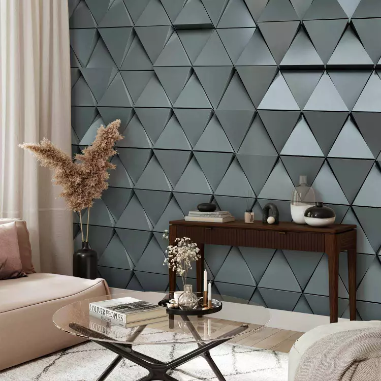 Wall Mural Silver armour - metal textured background with geometric elements