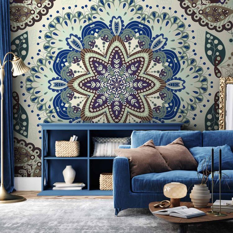 Wall Mural Earth colours - abstraction with numerous ornaments on a solid background