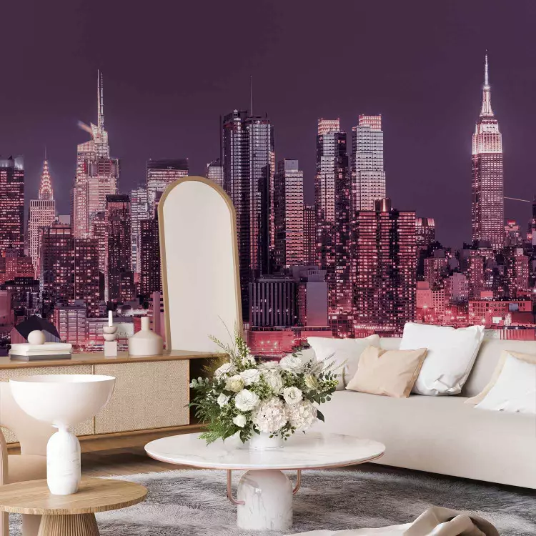 Wall Mural Purple night over Manhattan - cityscape of New York architecture
