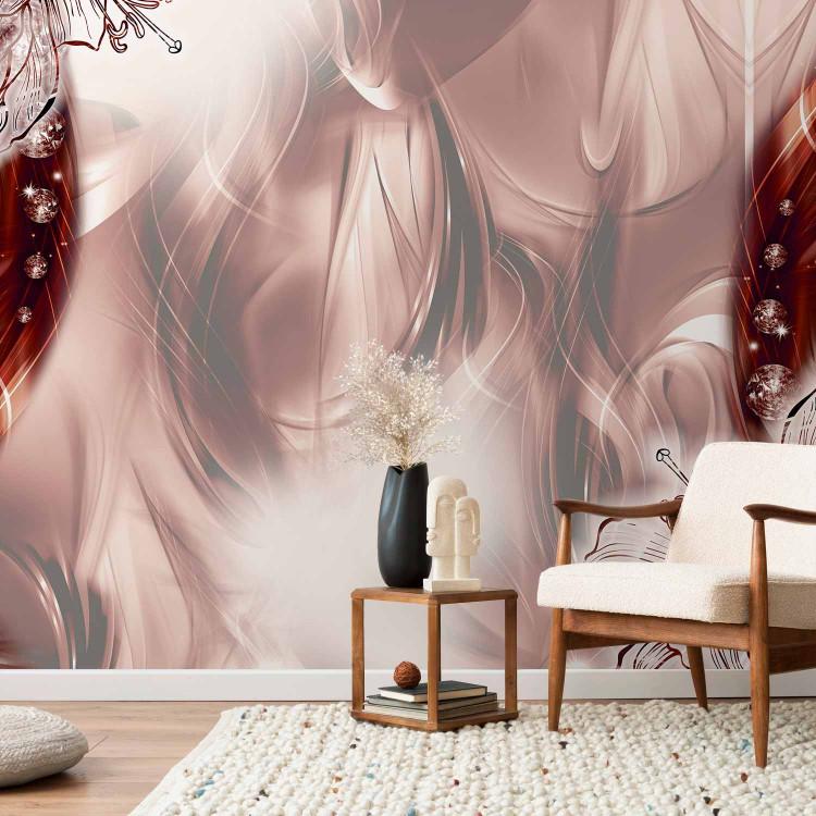 Wall Mural Composition with brilliance - lily graphic motif on a background of subtle patterns