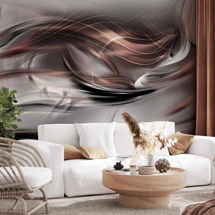 Wall Mural Abstraction with smoke - pattern of coloured smoke in the wind on a grey background