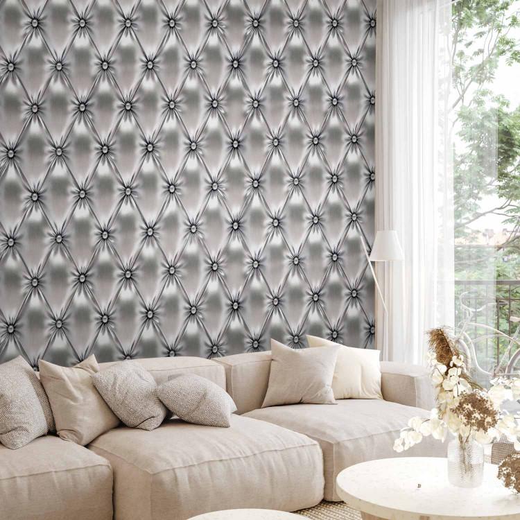 Wall Mural Silver queen - geometric leather-textured background with quilting
