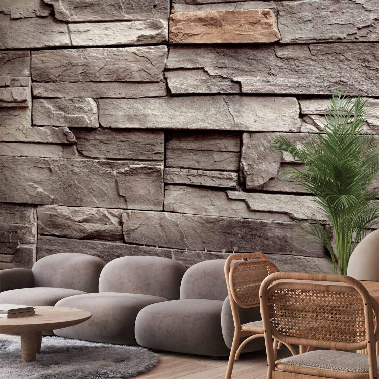 Wall Mural Stone background - stone textured composition with brown elements
