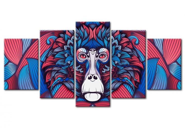 Canvas Print Sad Monkey - emotions of the animal in blue-red colours