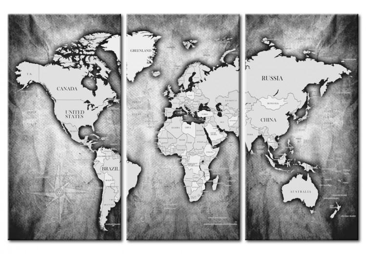 Canvas Print World Map: Platinum Triptych
