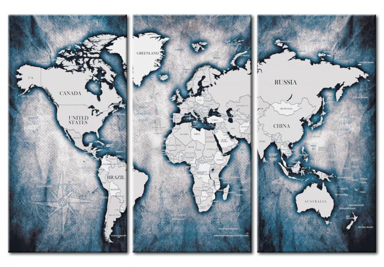 Canvas Print World Map: Ink Triptych