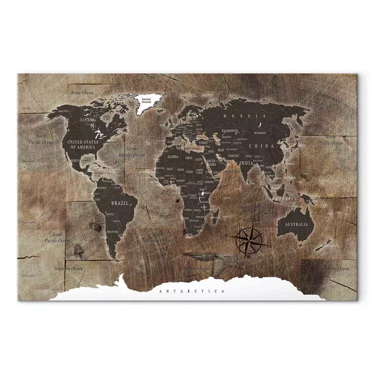 Canvas Print World Map: Wooden Mosaic