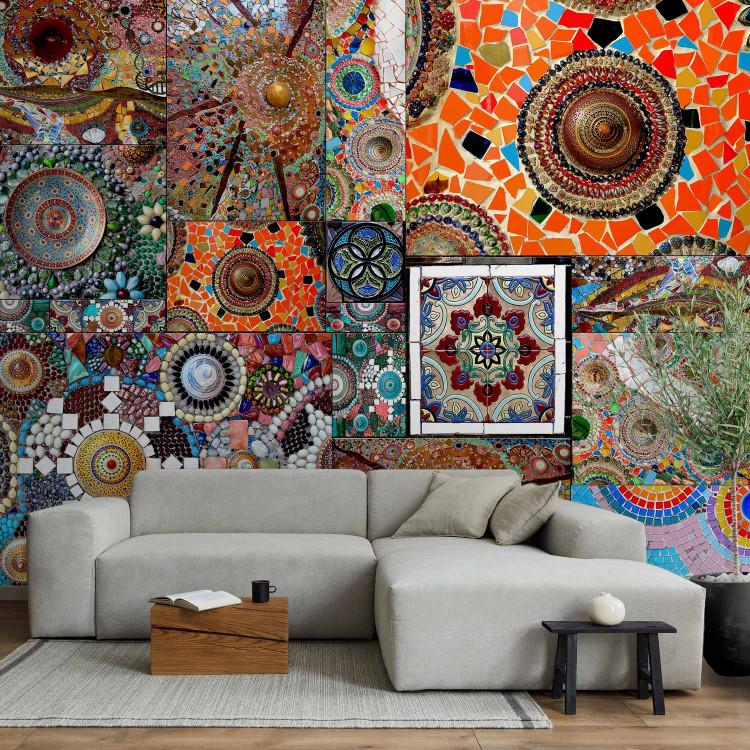 Wall Mural Moroccan treasures - a colourful composition of stones in the form of a mosaic