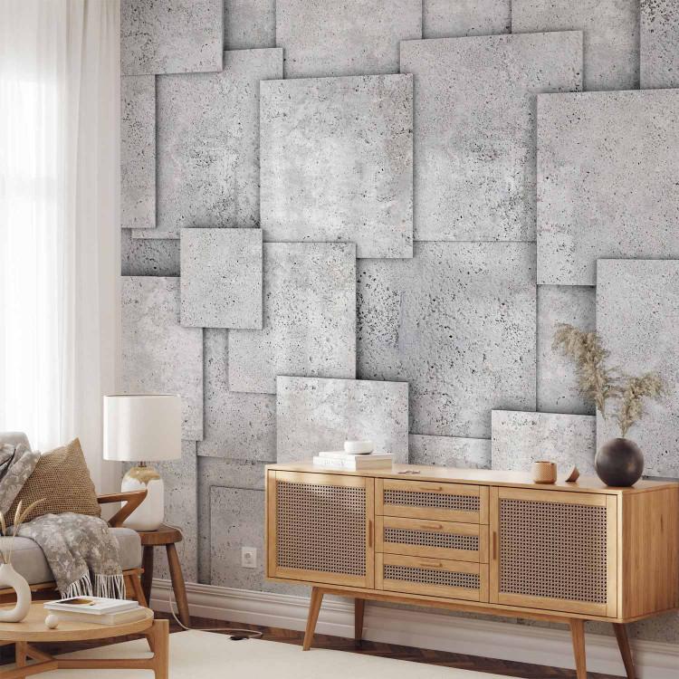 Wall Mural Industrial abyss - a composition of grey tiles with a concrete texture