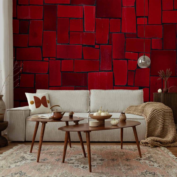 Wall Mural Angular imagery - mosaic of red elements