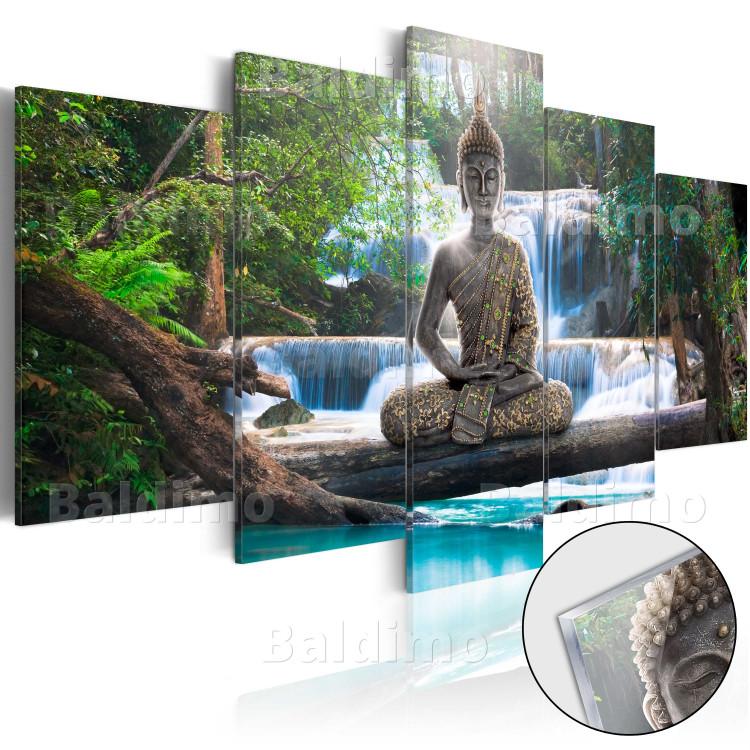 Acrylic Print Buddha and Waterfall [Glass]