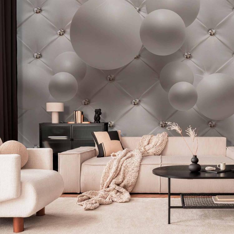 Wall Mural White kingdom - geometric background of textured leather with quilting