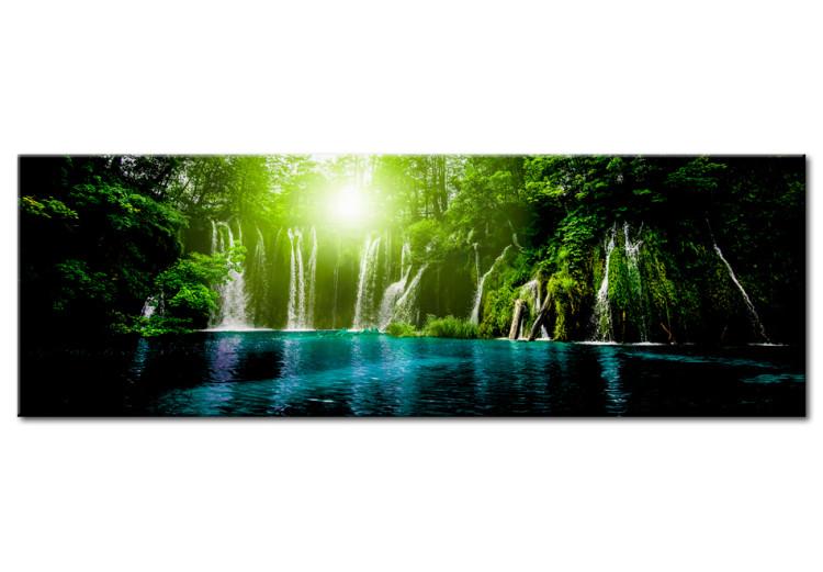 Canvas Print Sapphire Lake (1-piece) - Landscape with a Waterfall in the Middle of the Forest