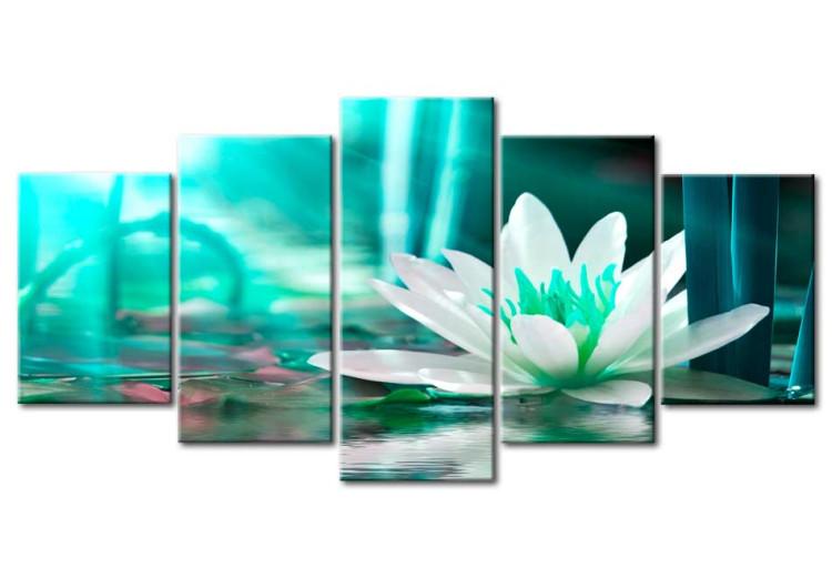 Canvas Print In the Turquoise Glow of the Sun (5-piece) - Composition with Lotus Flower