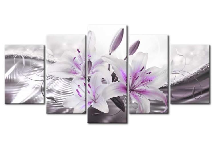 Canvas Print Crystal Finesse (5-piece) - Romantic Lilies in the Glow of Purple