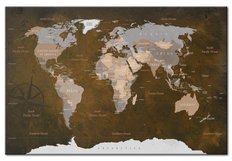 Canvas Print Cinnamon Journeys (1-piece) - World Map in Brown Color