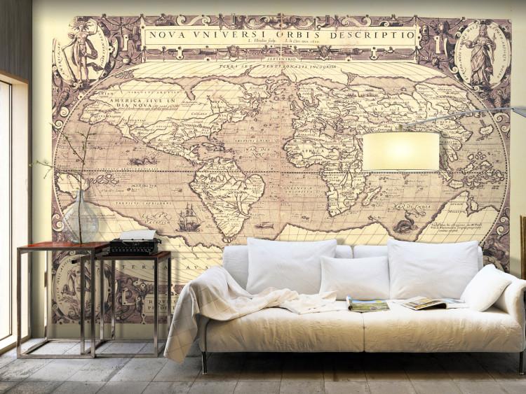 Wall Mural Retro style world map - outline of continents with inscriptions in Latin