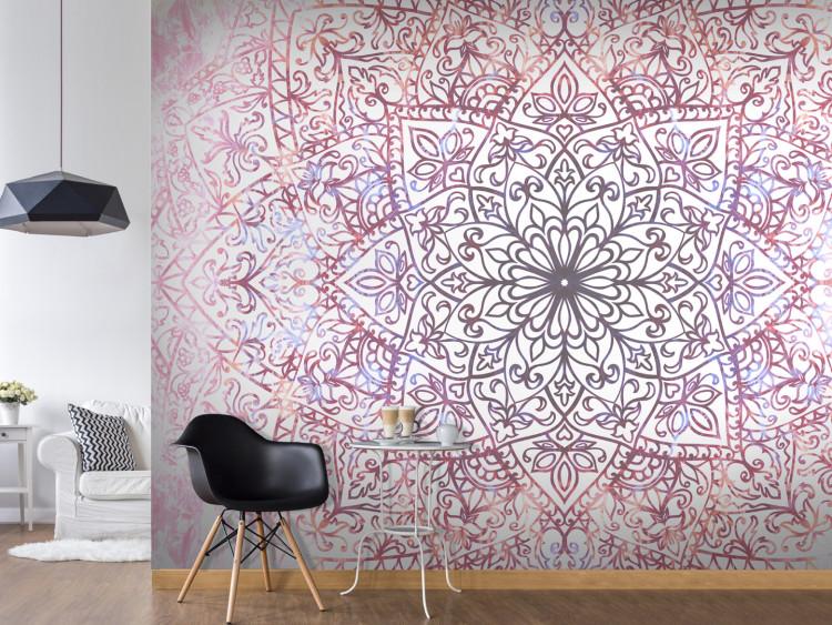 Wall Mural Oriental fairy tale - geometric background with colourful mandala on a light background