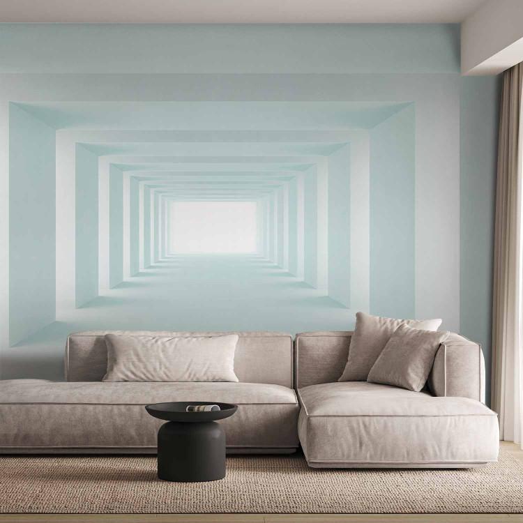Wall Mural Serenity - futuristic 3D corridor in shades of blue