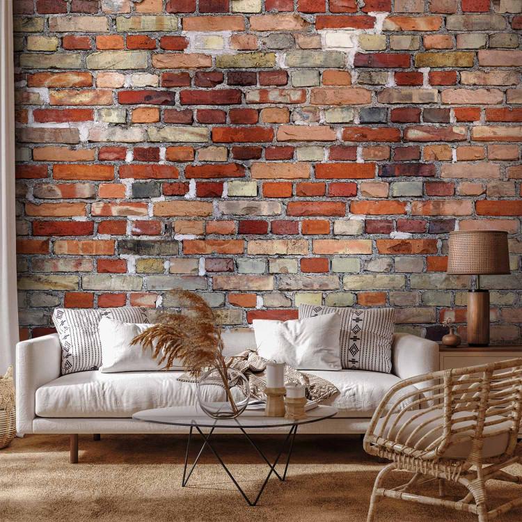 Wall Mural Urban image - orange brick textured background with colour accent