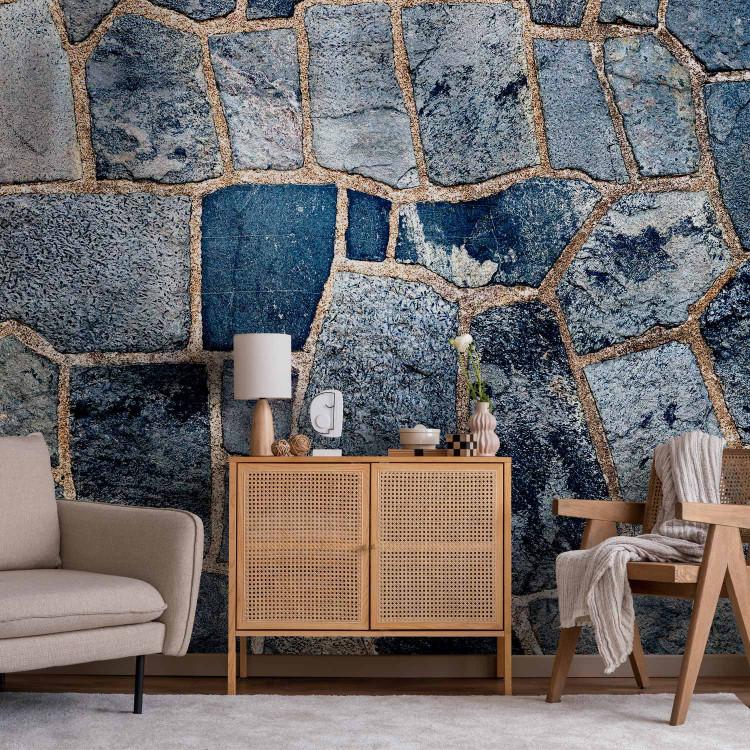 Wall Mural Blue elements - background with irregular texture of blocks of stone