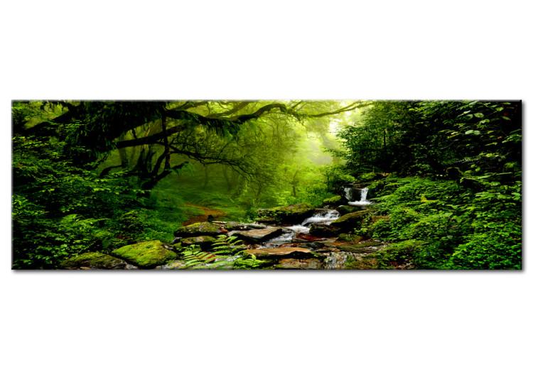 Canvas Print Fairy-tale Forest (1-part) - quiet waterfall in a green nook of trees