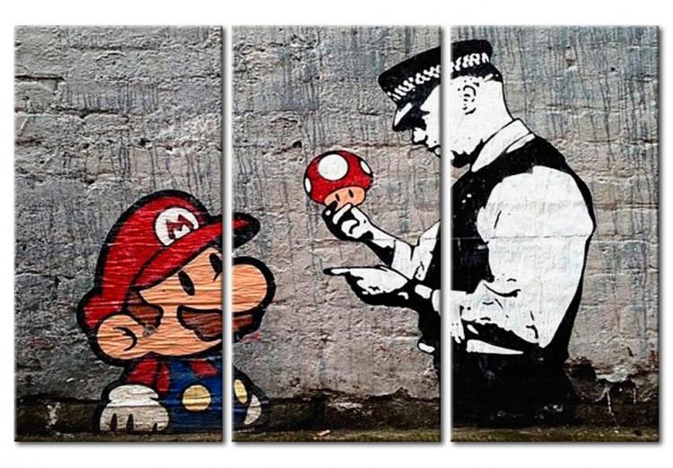 Canvas Print Super Mario Mushroom Cop by Banksy