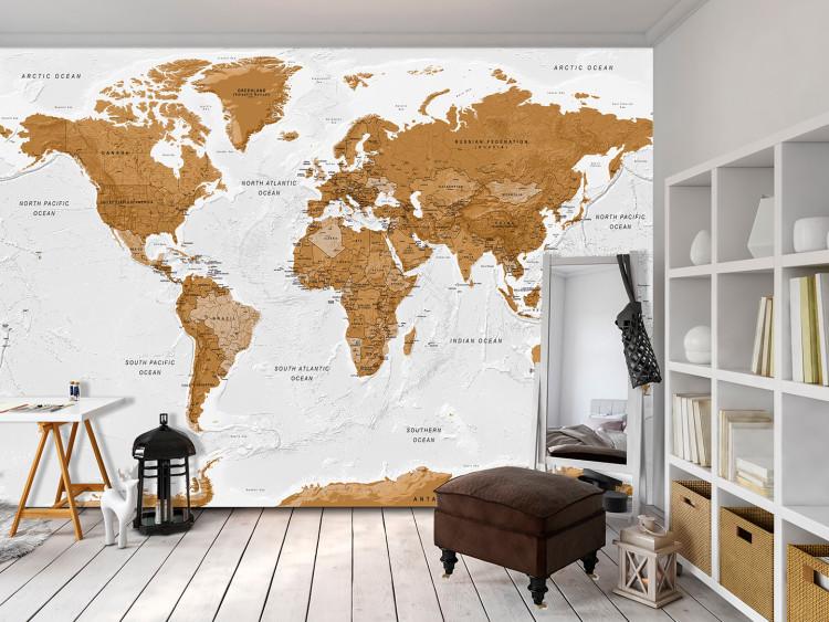 Wall Mural World Map: White Oceans