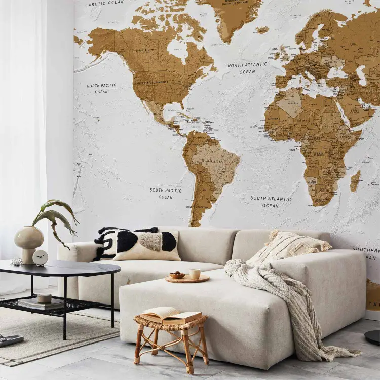 World Map: White Oceans