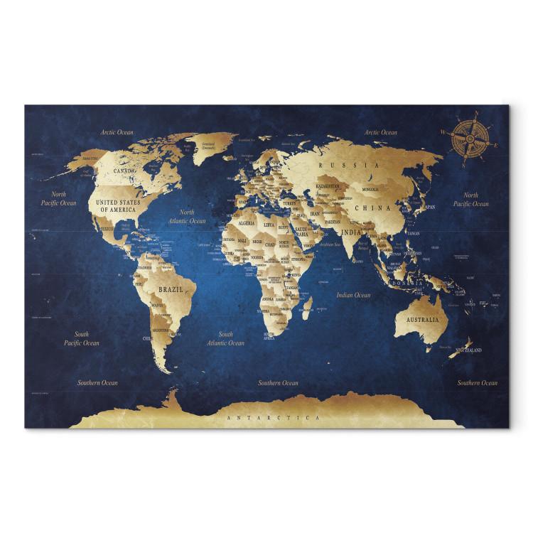 Canvas Print World Map: The Dark Blue Depths