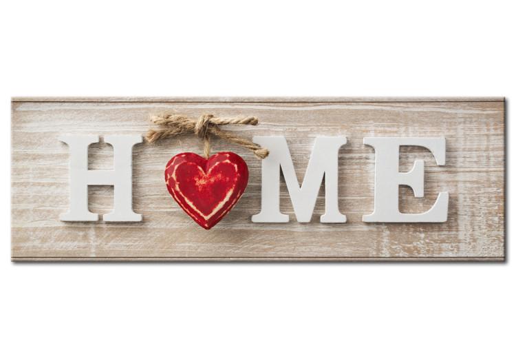 Canvas Print Charm of Retro Home (1-part) - Text with Heart on Wooden Background