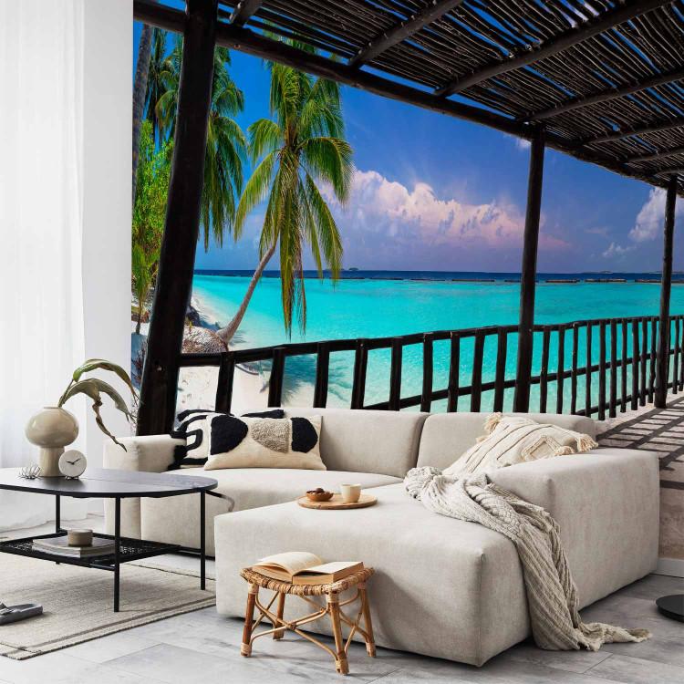 Wall Mural Carefree paradise - exotic island landscape with turquoise sea and palm trees