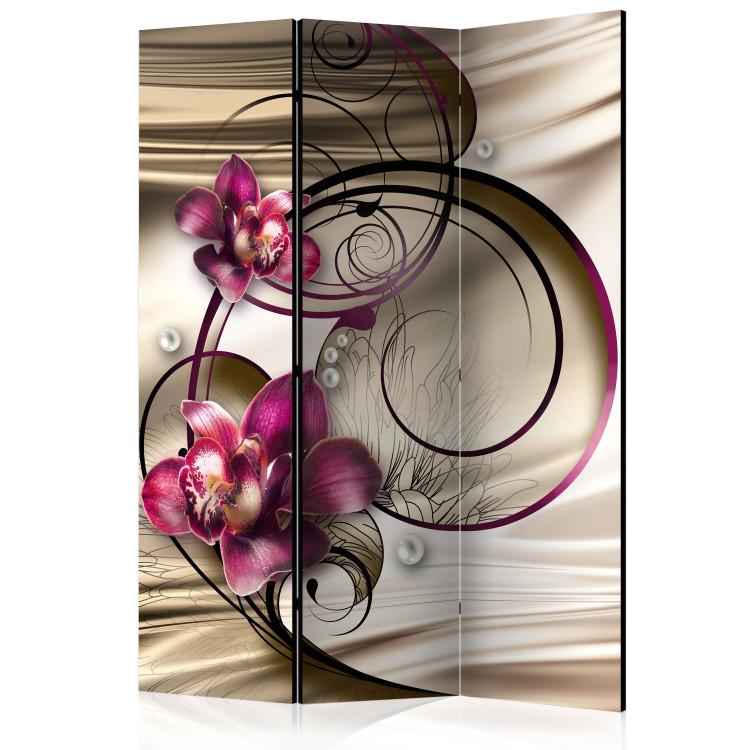 Room Divider Sweet Sensations - orchid flowers against abstract ornaments