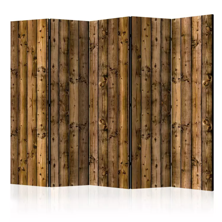 Room Divider Country Cottage II - natural texture with brown wooden planks