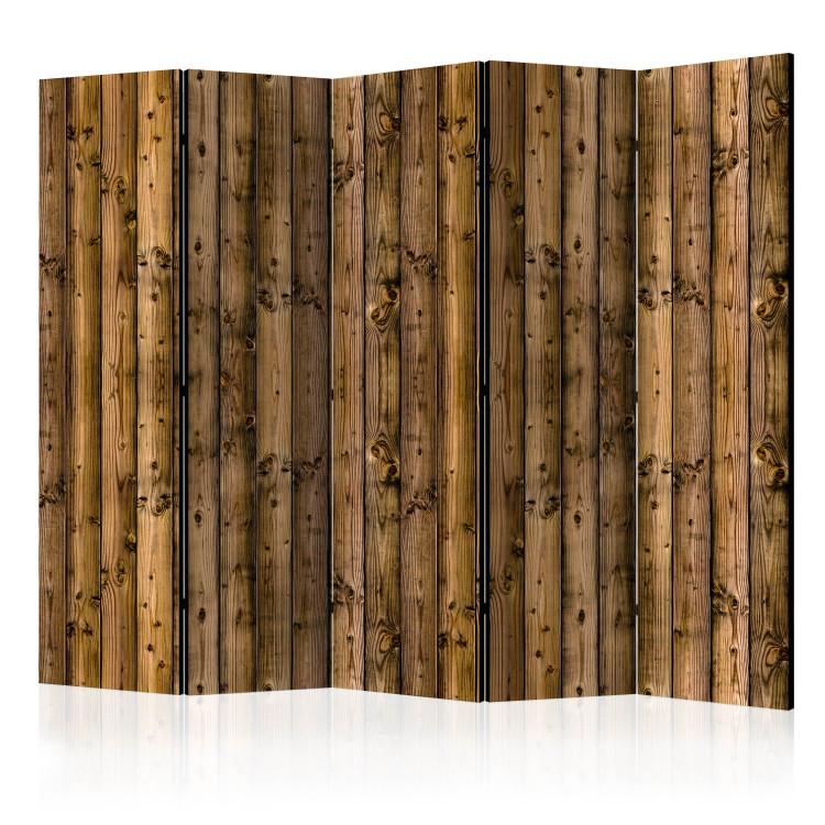 Room Divider Country Cottage II - natural texture with brown wooden planks