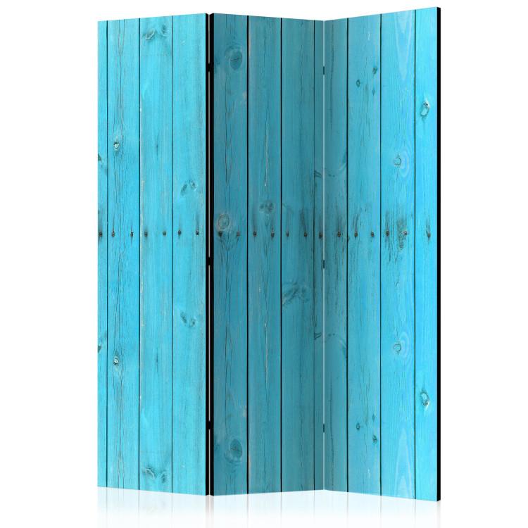 Room Divider Blue Planks - light texture with blue wooden planks
